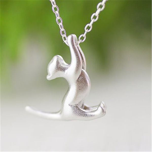 

2018 new silver plate metal cat pendants simple tiny cute dog animals lover necklace chains charm womens fashion jewelry gifts