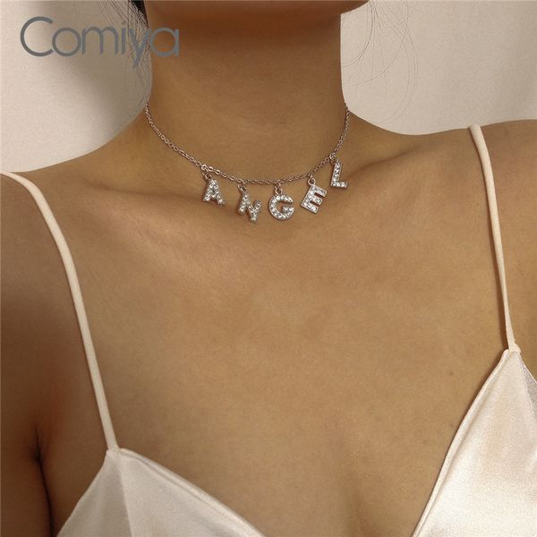 

comiya bohemian choker ожерелья для женщин серебра цвета цинкового сплава ссылка chain 2020 моды кристалл lettersfemale chocker ювелирных из, Golden;silver