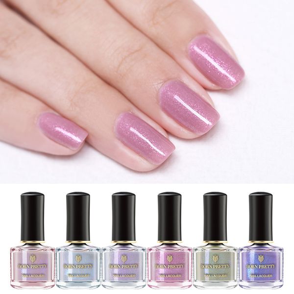 

born pretty 6ml shiny nail polish glitter shimmer pink pearl colorful nail art lacquer air dry manicure varnish