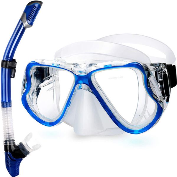 

diving masks snorkeling set 50 meters scuba mask full dry snorkel breath tube blue pink black color available