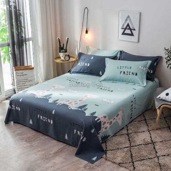 

cartoon green forest small giraffe bedding set 100% cotton bed linen bed sheet 120x230cm/160x230cm/180x230cm/200x230cm/230x250cm