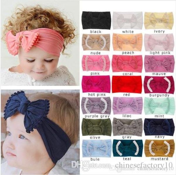 

baby girl bow headbands nylon hair accessories hair band kids headdress bohemia fashion 21 colors boutique, Slivery;white