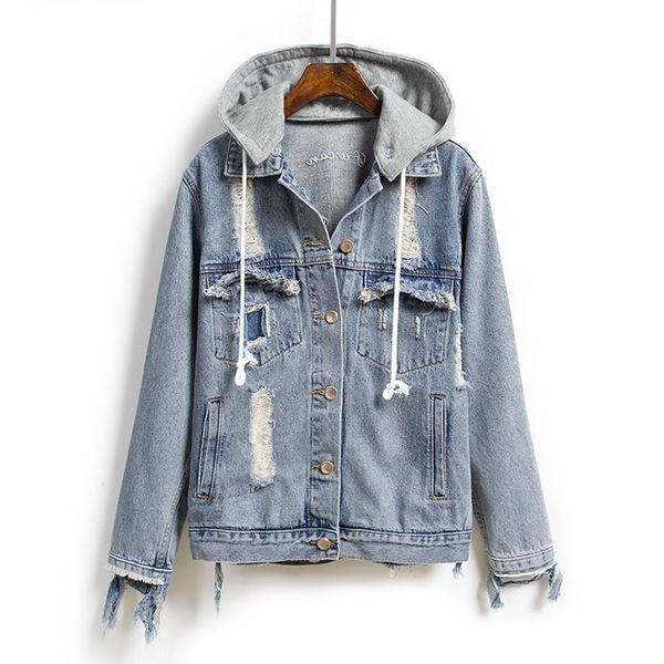 

embroidered denim jacket, loose and hollow denim jacket, long sleeve new spring style of 2019, Black;brown