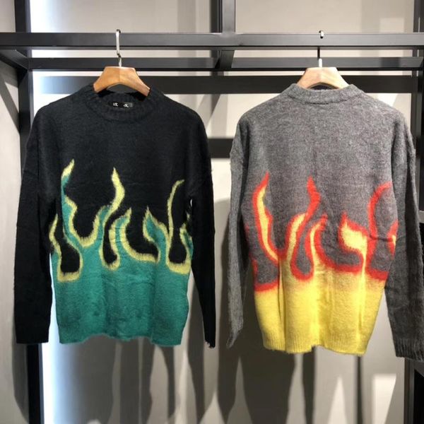 

duyou 2019 осень зима новый мужчины свитер slim fit flame печать пуловер мужские трикотажные свитера мужской моды для женщин, White;black