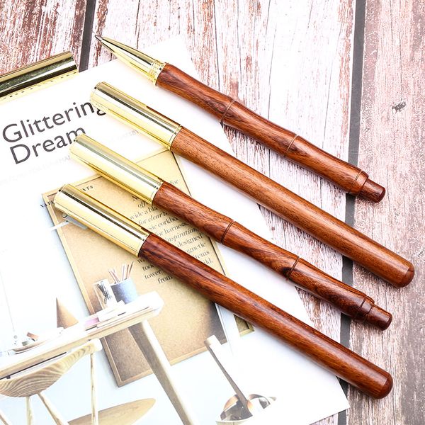 

творческий старинные латунные деревянные бизнес роллер ручка роскошный металл персонализированные гелевые ручки школа офис канцелярские поль