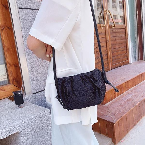 

youth ladies simple versatile bag women silk cloud shoulder bags pu pleated totes female daily messenger handbags
