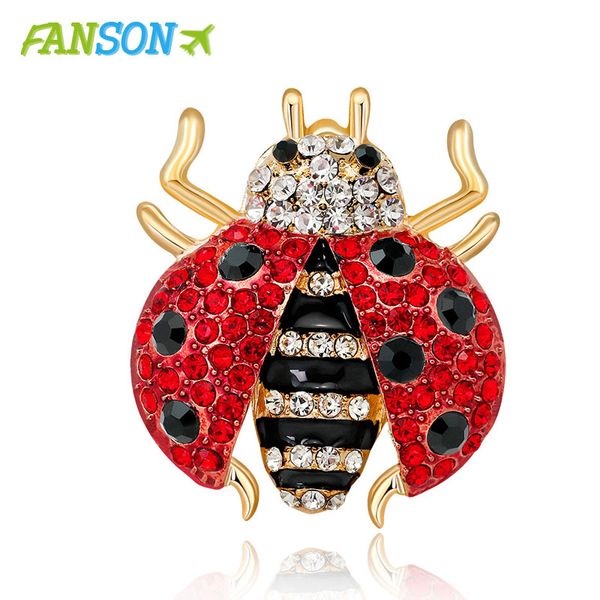 

fanson rhinestone insect brooch ladybugs enamel pin vintage jewelrymetal brooches for women men banquet party clothes pins, Gray