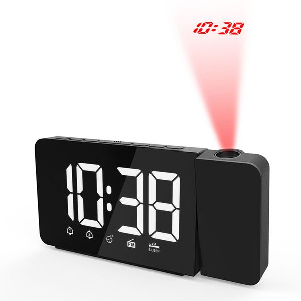 

usb projection alarm clock led display time digital alarm clock with rotatable projector dual fm radio snooze function