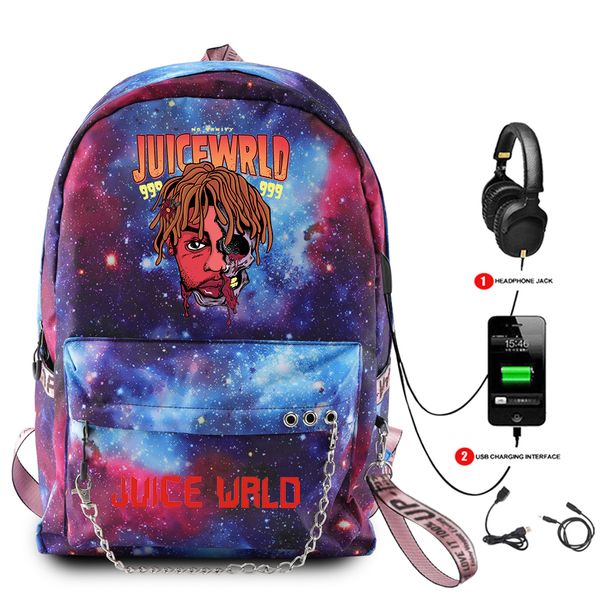 

mens juice wrld backpack fashion starry sky backpack usb multifunction backpack oxford travel school bags streetwear hip hop bags