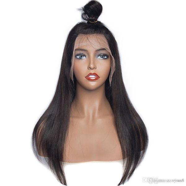 

24 дюйма фронт шнурок человеческих волос для чернокожих женщин pre щипковых hairline бразильского прямого парика шнурка лобного с ребенком р, Black