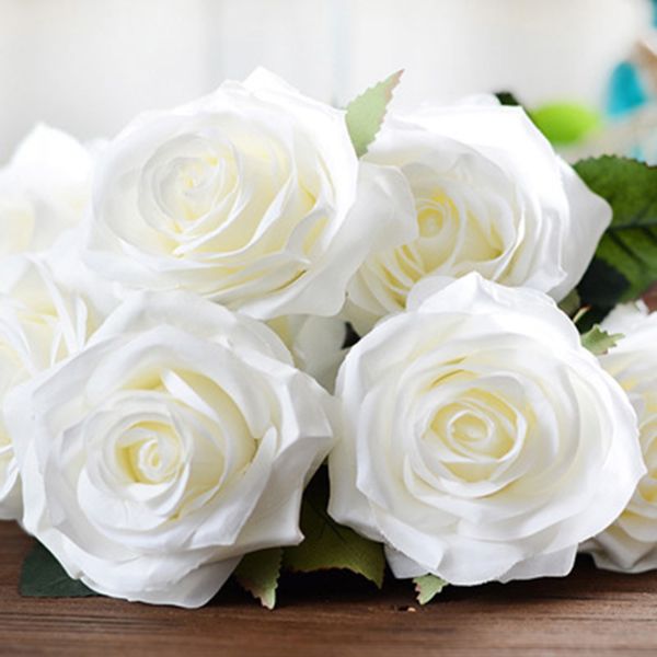 

artifical fake flower 10heads silk rose bouquet bridal wedding home party decor*