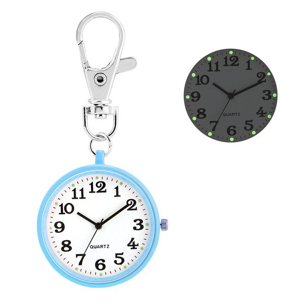 Multicolor Mini Runde Fall Krankenschwester Taschenuhr Frauen Dame Mädchen Quarz Anhänger Uhren Arabische Zahl Leucht Zifferblatt Schlüsselbund Clock272O