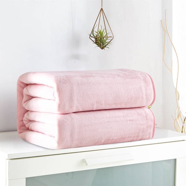 

2019 home textile flannel blanket pink super warm soft blankets throw on sofa/bed/plane travel patchwork solid bedspread