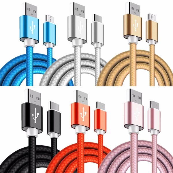 

2a fabric cable 1m 1.5m 2m 3m usb c micro 5pin alloy nylon braided fabric usb cable wire for samsung s6 s7 s8 s9 s10 note 8 9 10 htc