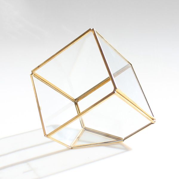 

metal+glass geometric terrarium succulent plant planter pot box light holder