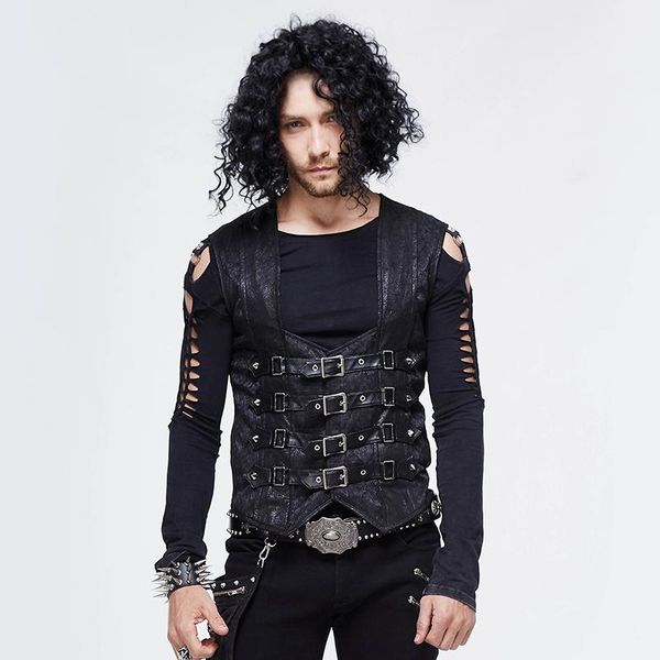 

men's vintage buckles waistcoat, Black;white