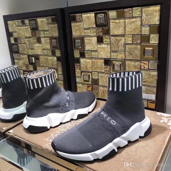 

2019 designer shoes speed trainer oreo triple black green flat fashion socks boot designer men women sneakers fz18010322