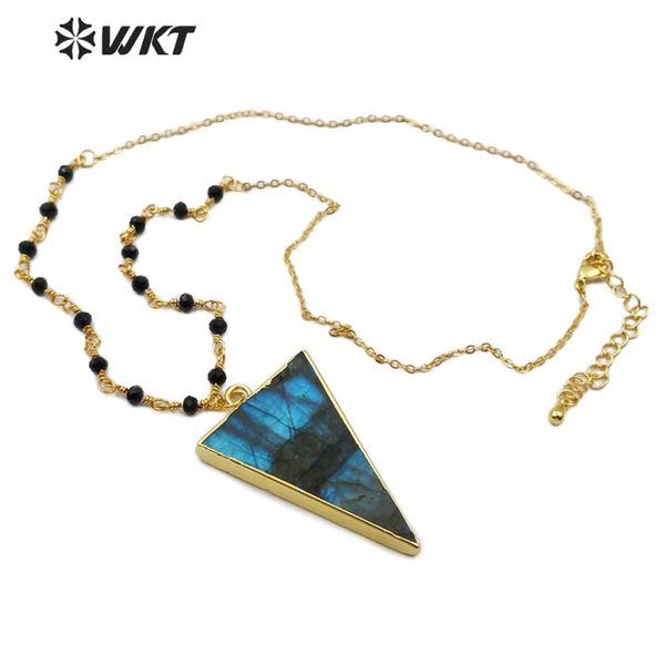 

wt-n1167 wkt gold electroplated triangle labradorite pendant necklace fashion necklace jewelry 18 inch +2 inch extend chain, Silver