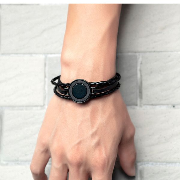 

2 color fashion multiple layers bracelet for men vintage black brown color leather bracelets & bangle male jewelry vb930, Golden;silver