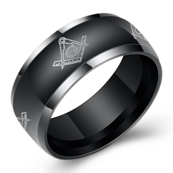 

sell men masonic ring 316l stainless steel cool black plated women men finger ring jewelry for party, Silver