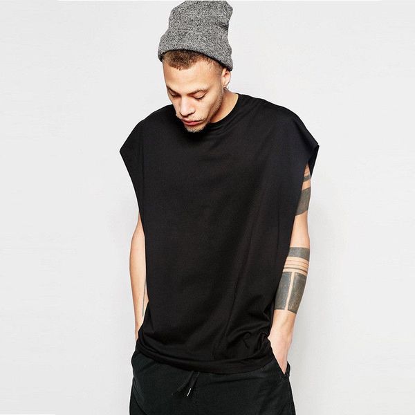 

2018 brand new men's cotton oversize solid color sleeveless loose casual sportswear vest basic tank, White;black