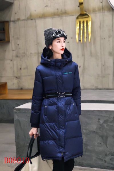 

women's down parkas jacket loose lengthen winter outdoor clothing thick warm 2019 new ski suit european authentic hooded english style, Black