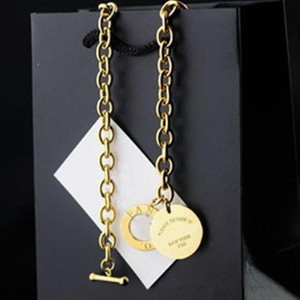 

brand titanium stainless steel new york pairs necklace, silver gold rose chain 3 colors for women wholesale