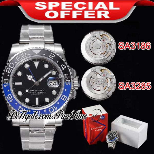 

gmf gmt ii 126710 a3186 a3285 автоматическая мужские часы batman черный синий керамический ободок черный циферблат oyster браслет (correct h, Slivery;brown