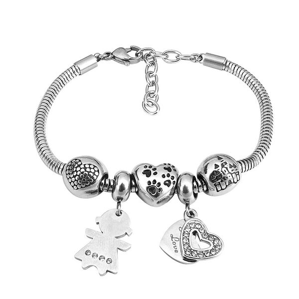 

crystal heart bracelets 2020 new design style fashion bangles stainless steel jewelry cute girl pendant for girl chirsmas gift, Black