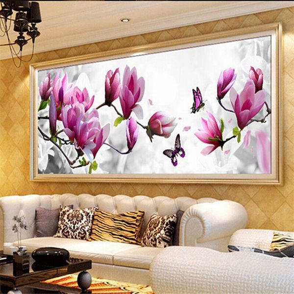 

5d diamond magnolia flower painted decal stickers nursery wall decorations art diy rhinestone painting crafts cross stitch decor