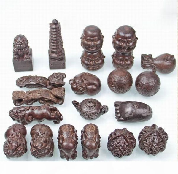 

1pc fine china fragrant wood carved excellent handwork statues-eaby elephant, Black;white