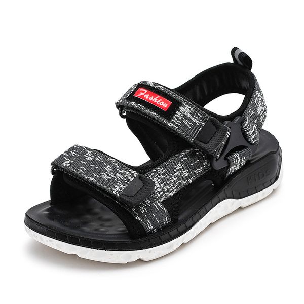

2019 new fashion summer children's beach shoes leathers boys breathable sandals soft sole shoes anti-slippery, Black;red