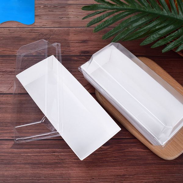 

white cardboard cake boxes with clear pvc lid disposable take out box for food bread sandwich