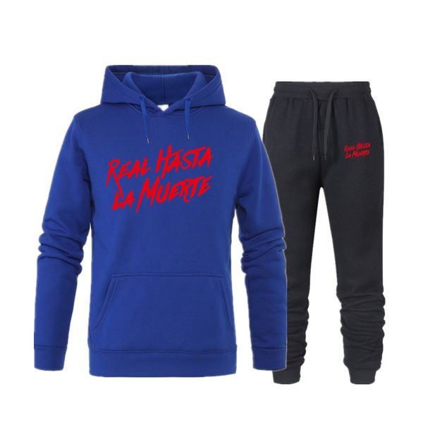 

new sportswear men's thermal underwear men's suit sportswear thick hooded shirt + pants sports suit male tide hombre, Black;blue