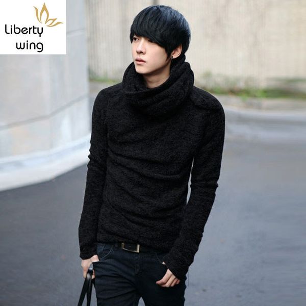 

new fashion korean mens autumn loose wool thick sweaters classic pullover coats black turtleneck sueter hombre ship, White;black