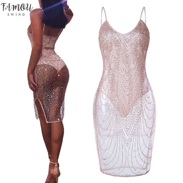 

2020 летнее платье женщин ослепительная блестки сексуальные бандажные платья вскользь мантия femme bodycon платье партии vestidos оптовая 40, Black;gray