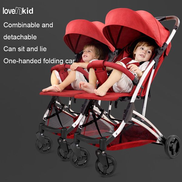 

2019 splittable twins baby carriage stroller sitting lying folding two seat stroller carts double seat infant buggy