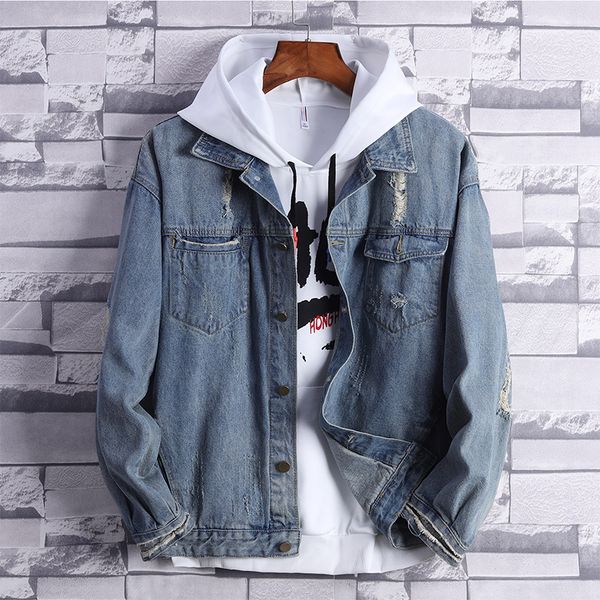 

classic fashion men's cotton washed jean jacket denim coat, Black;brown