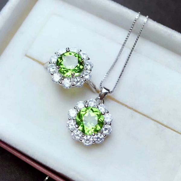 

shilovem 925 silver sterling peridot pendants rings send necklace classic wholesale fine women gift plant party new mtz080823agg, Black