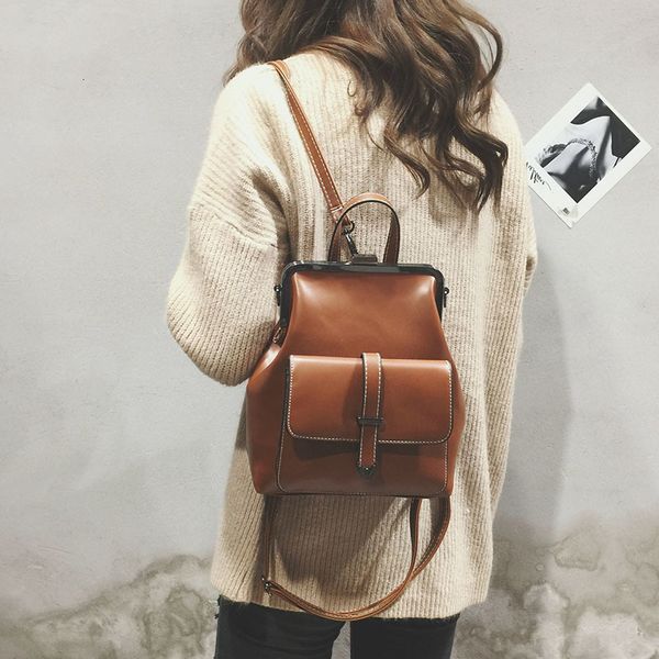 

brand retro hasp back pack bags pu leather backpack women school bags for teenagers girls luxury small backpacks