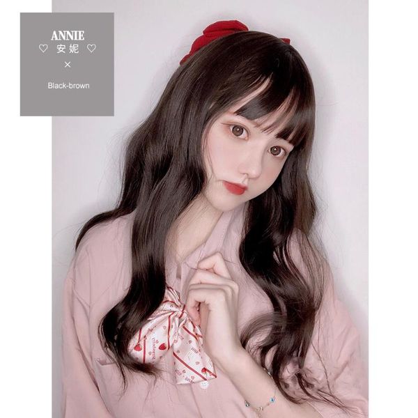 

ailiade wavy wigs black brown blonde middle part cosplay synthetic wigs with bangs for women long hair fake hair
