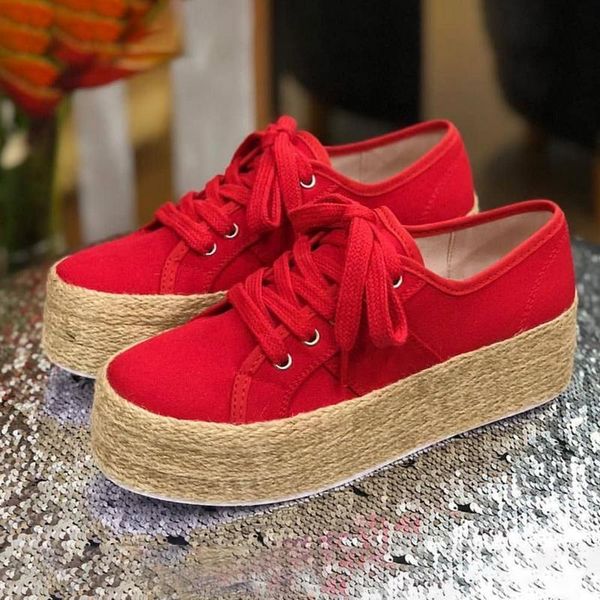 

oeak woman canvas flats casual lace-up loafers shoes canvas flats ladies espadrille shoes thick bottom round toe h21, Black