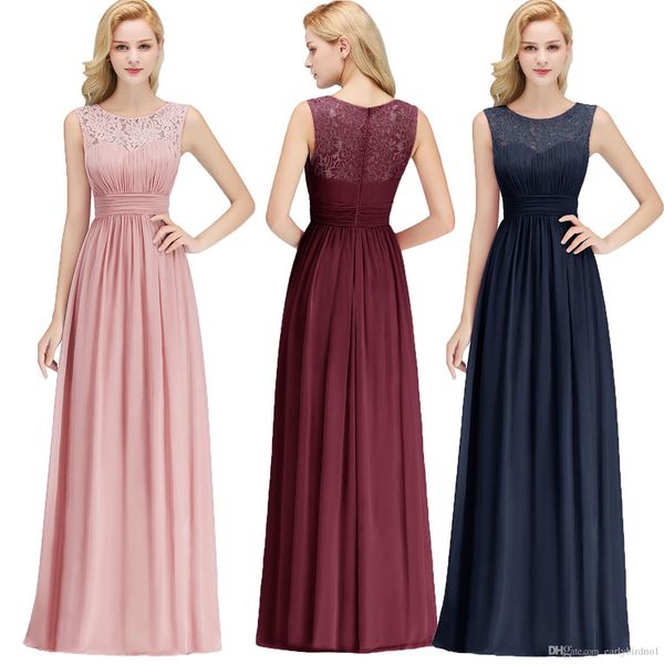 

new arrival blush pink navy blue burgundy bridesmaid dresses lace chiffon floor length beach garden maid of honor gown under $50 cps1067, White;pink