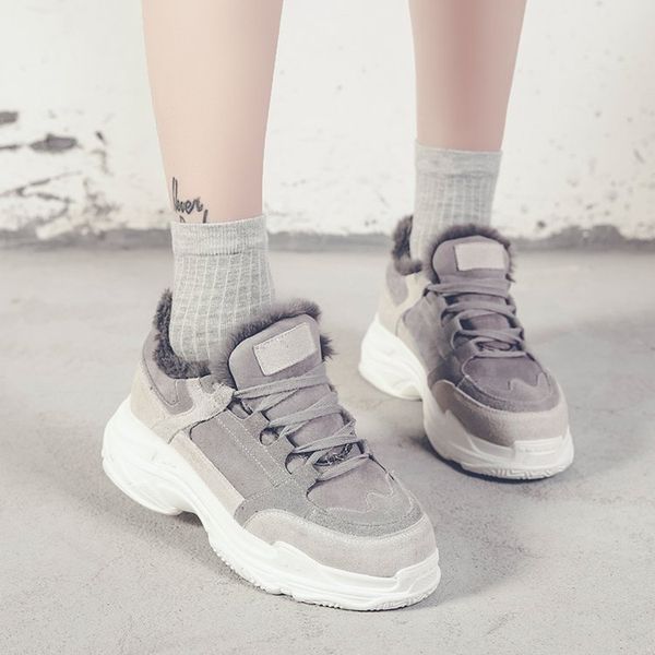 

2019 new flat shoes women round head suede solid color cotton ladies shoes plus velvet women's winter size 35-39, Black