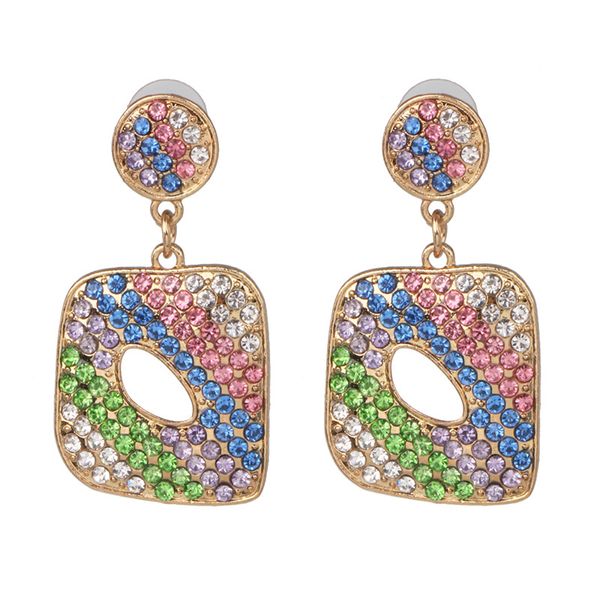 

fashion women crystal dropdangle earrings geometric statement rhinestone earring wedding party jewelry, Silver