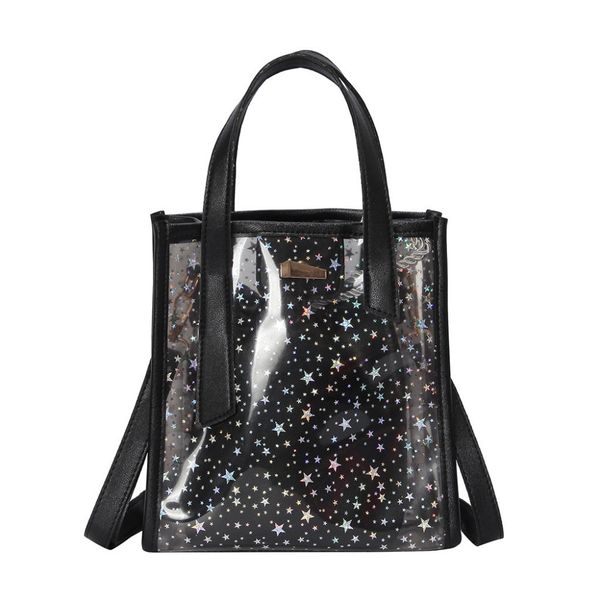 

clear transparent pvc shoulder bags 2019 new fashion star sequins jelly bags transparent hand bag shoulder messenger bag a1