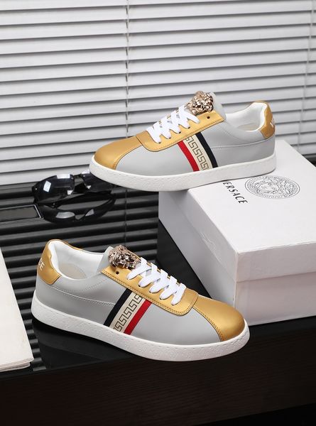 

new style high-end luxury men's casual sports basketball shoes fashion design brand platform men's shoes retro medusa pattern size, Black