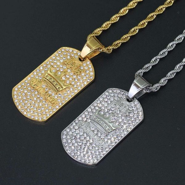 Queen cartas con Corona de Plata Colgante Collar Cadena Regalo de diamantes de imitación clavícula