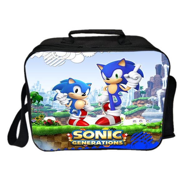 

sonic lunch cooler bag large capacity travel portable lunch box students men women boys girls picnic insulation container, Blue;pink