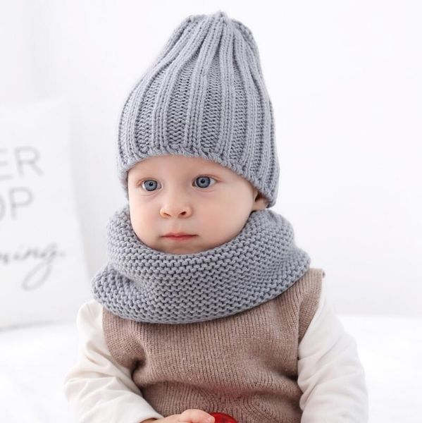 

дети шлем зима младенца мальчиков knit hat ребёнка толстый шарф earflap hood шарфы шапка 1-5 лет, Blue;gray